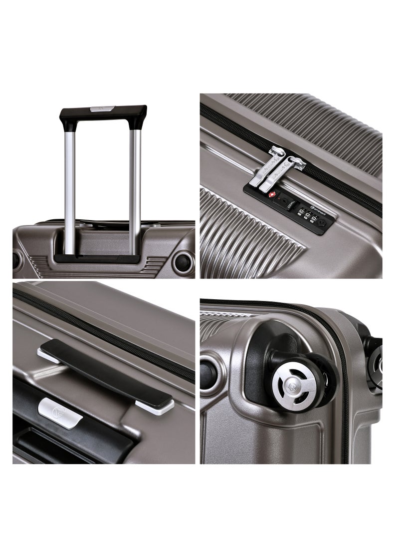 إيمينينت حقيبة سفر صلبة متوسطة بعجلات دوارة مزدوجة هادئة وقفل ، بولي كربونات خفيفة الوزن، لون ذهبي رمادي - Image 4