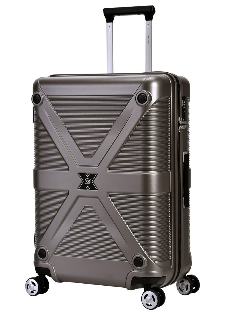 eminent - Hard Case Travel Bag Medium Luggage Trolley Polycarbonate Lightweight Suitcase 4 Quiet Double Spinner Wheels With Tsa Lock KJ97 Gold Grey - Image 1