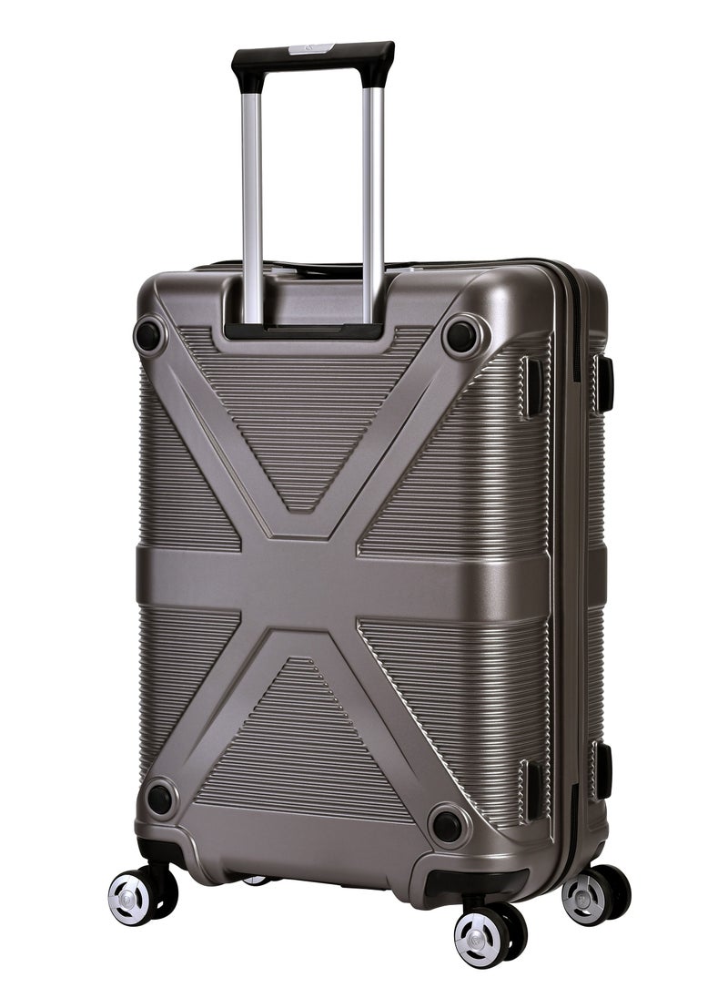 eminent - Hard Case Travel Bag Medium Luggage Trolley Polycarbonate Lightweight Suitcase 4 Quiet Double Spinner Wheels With Tsa Lock KJ97 Gold Grey - Image 1