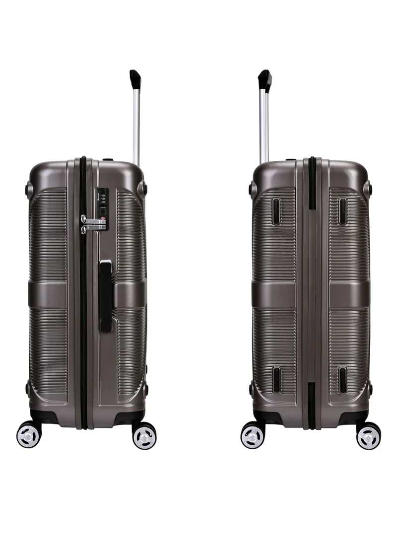 إيمينينت Hard Case Travel Bag Medium Luggage Trolley Polycarbonate Lightweight Suitcase 4 Quiet Double Spinner Wheels With Tsa Lock KJ97 Gold Grey