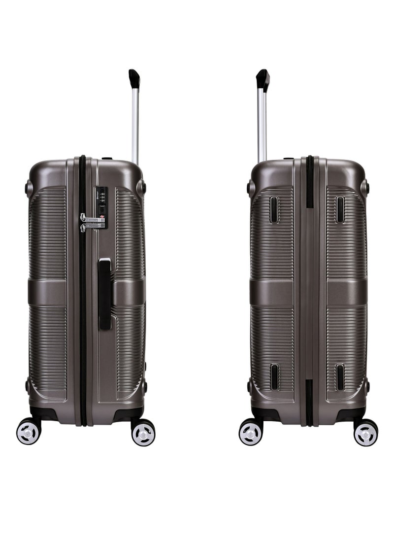 eminent - Hard Case Travel Bag Medium Luggage Trolley Polycarbonate Lightweight Suitcase 4 Quiet Double Spinner Wheels With Tsa Lock KJ97 Gold Grey - Image 1