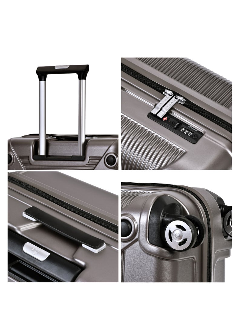 eminent - Hard Case Travel Bag Medium Luggage Trolley Polycarbonate Lightweight Suitcase 4 Quiet Double Spinner Wheels With Tsa Lock KJ97 Gold Grey - Image 1