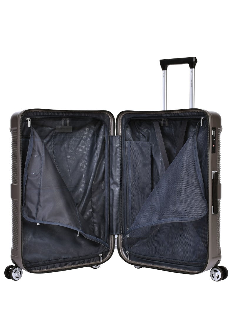 eminent - Hard Case Travel Bag Medium Luggage Trolley Polycarbonate Lightweight Suitcase 4 Quiet Double Spinner Wheels With Tsa Lock KJ97 Gold Grey - Image 1