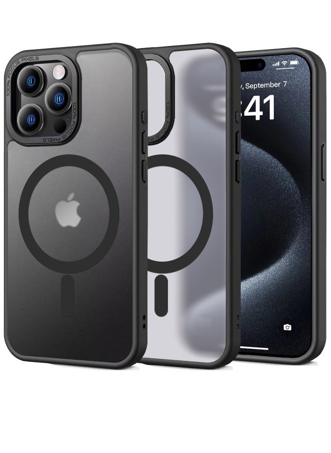 Generic - iPhone 15 Pro MagSafe Case Magnetic Back Cover,【Full Shockproof Protection】Translucent Matte Back, Slim Phone Cover with Strong Magnet for Apple 15 Pro (2023)(Black) - Image 1
