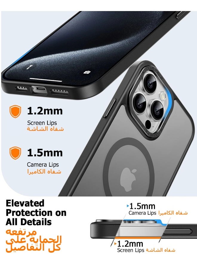 Generic - iPhone 15 Pro MagSafe Case Magnetic Back Cover,【Full Shockproof Protection】Translucent Matte Back, Slim Phone Cover with Strong Magnet for Apple 15 Pro (2023)(Black) - Image 1