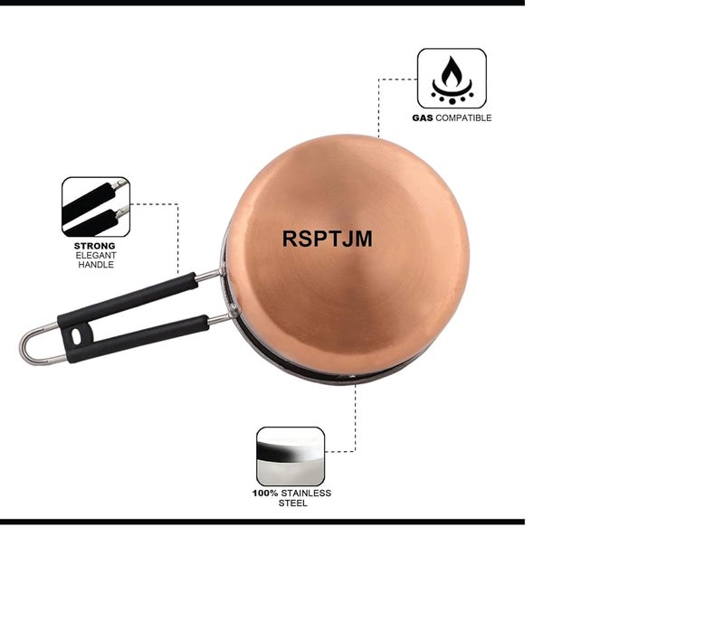 RSPTJM Sauce Pan Tea Maker Coffee Milk Boiler 500 ml pan Stainless Steel Copper Bottom Flat Base Sauce Pan Tea Pan Milk Pan Tapeli Patila Sauce Pot Cookware with Handle VOMI 500 ml Sauce Pan - Image 3