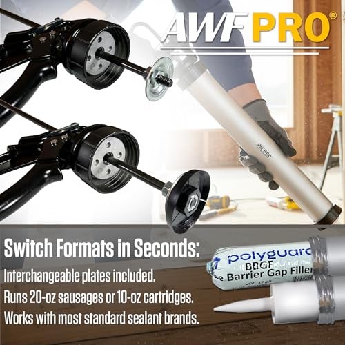 AWF PRO Sausage Caulking Gun, 20 oz Foil Pack and 10 oz Cartridge Convertible, 18:1 Thrust Ratio, Aluminum Barrel, Includes 3 Tips - Image 5