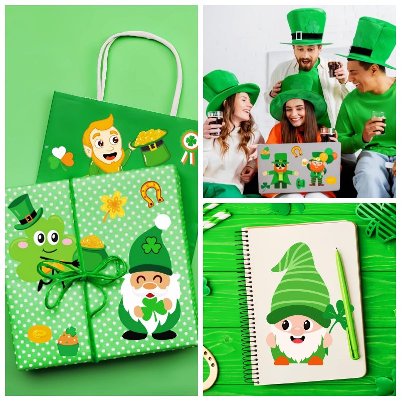 KASANYER 48 Sheets St. Patrickâ€™s Day Make-A-Face Stickers -14 Fun Designs of Leprechauns, Shamrocks, Gnomes, and Pot of Gold, St. Patrickâ€™s Party Favors, Crafts & Activities - Image 4