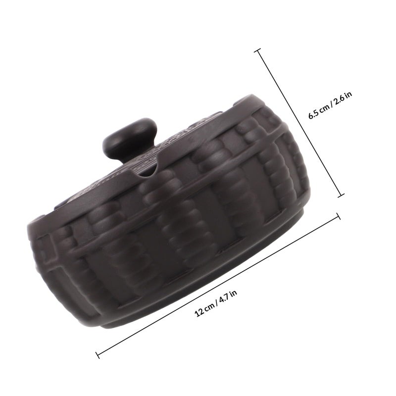Windproof Ceramic Ashtray with Lid for Indoor Outdoor Use Purple Clay Cool Ash Holder - Image 3