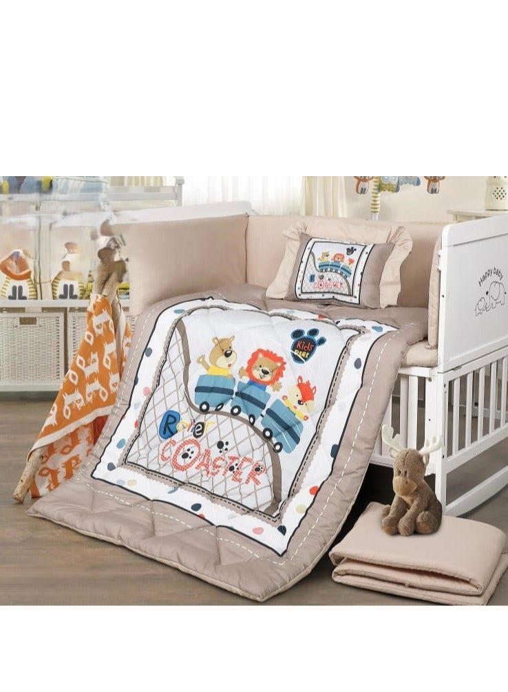 هورس مفرش سرير حواجز سرير اطفال 5 قطع صيفي ليمنح طفلك الراحة من المايكروفايبر ، 5 قطع مقاس اللحاف 132x104سم - Image 1