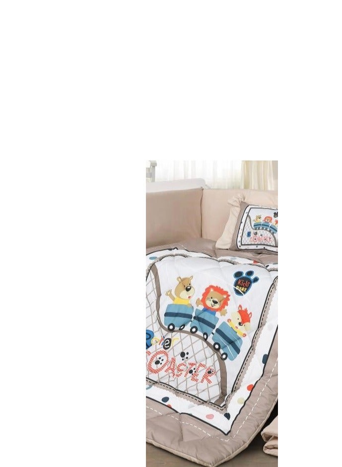 هورس مفرش سرير حواجز سرير اطفال 5 قطع صيفي ليمنح طفلك الراحة من المايكروفايبر ، 5 قطع مقاس اللحاف 132x104سم - Image 3