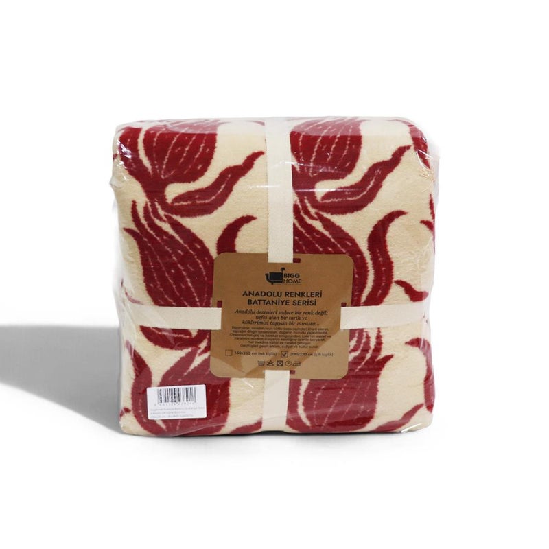Bigghome Lalezar Single Blanket 150x200 cm | 60% Cotton, Soft & Warm, Breathable, Tulip Pattern, Lightweight, Durable, Easy to Clean, - Image 4