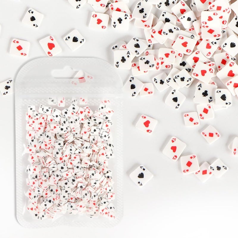 minkissy 4 Nail Art Accessories Heart Decor Manicure Cube Nail Charms Clay Nail Slices Nail Art Diy Decors Nail Art Charms Designer Nail Charms Polymer Clay Playing Cards Set - Image 1