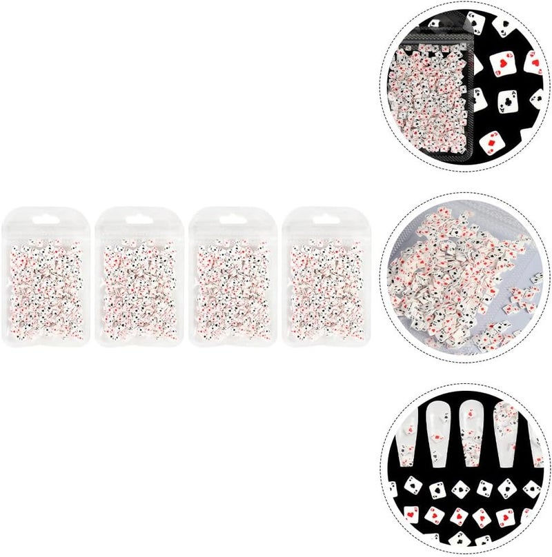 minkissy 4 Nail Art Accessories Heart Decor Manicure Cube Nail Charms Clay Nail Slices Nail Art Diy Decors Nail Art Charms Designer Nail Charms Polymer Clay Playing Cards Set - Image 2
