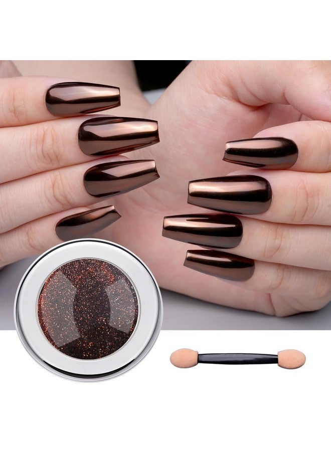 Pretty Diva PrettyDiva Chrome Nail Powder - Coffee Chocolate Effect Nail Art Mirror Chrome Nail Powder, Brown Metallic Mirror Chrome Powder Pigment for Nail Art Decoration - Image 1