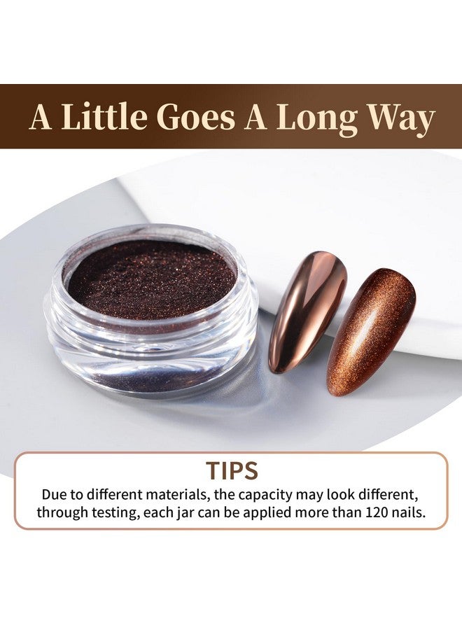 Pretty Diva PrettyDiva Chrome Nail Powder - Coffee Chocolate Effect Nail Art Mirror Chrome Nail Powder, Brown Metallic Mirror Chrome Powder Pigment for Nail Art Decoration - Image 3