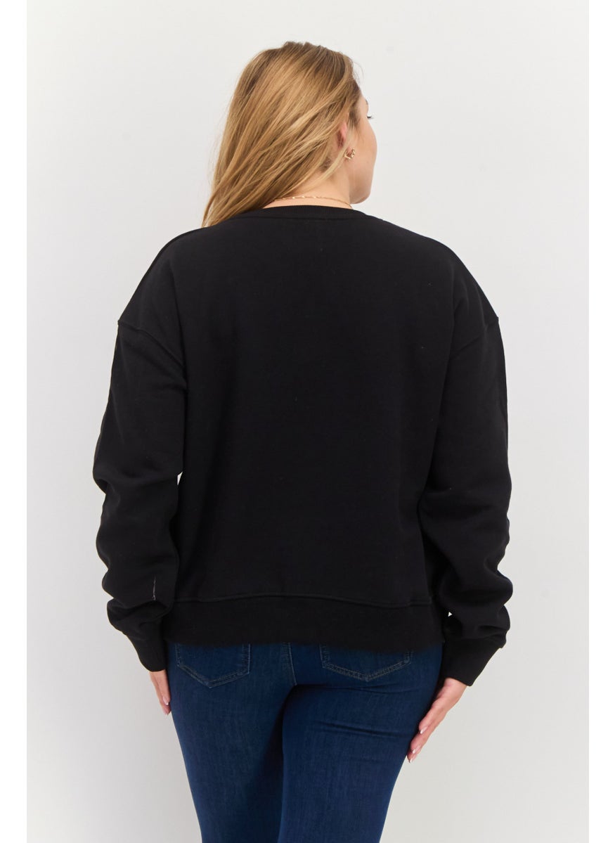 Pepe Jeans Women Crew Neck Brand Logo Sweatshirt, Black  - Image 4
