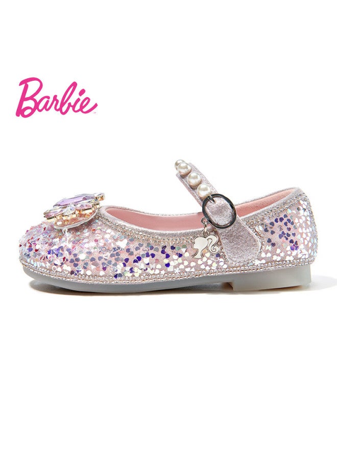 Barbie Girls' Spring And Autumn Fashion Crystal Shoes, Princess Girls' Leather Shoes, Fashion Shoes Da6512, Pink, Size 32 - Image 5