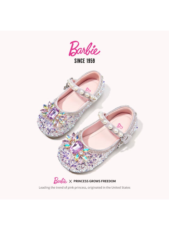Barbie Girls' Spring And Autumn Fashion Crystal Shoes, Princess Girls' Leather Shoes, Fashion Shoes Da6512, Pink, Size 32 - Image 3