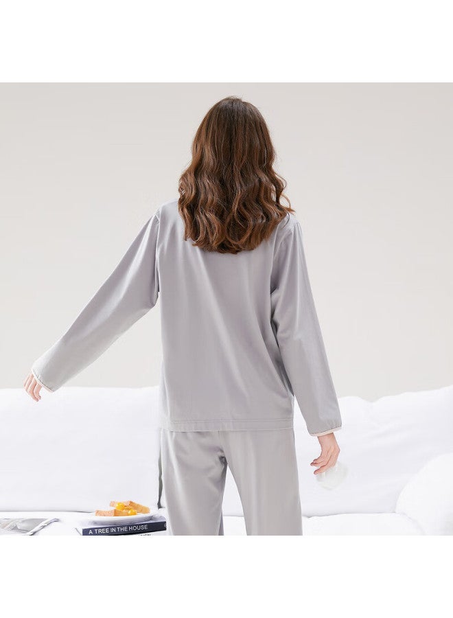 Fenton Fenteng Women's Pure Cotton 5a Antibacterial New Spring Contrast Color V-neck Home Wear Set - Image 1