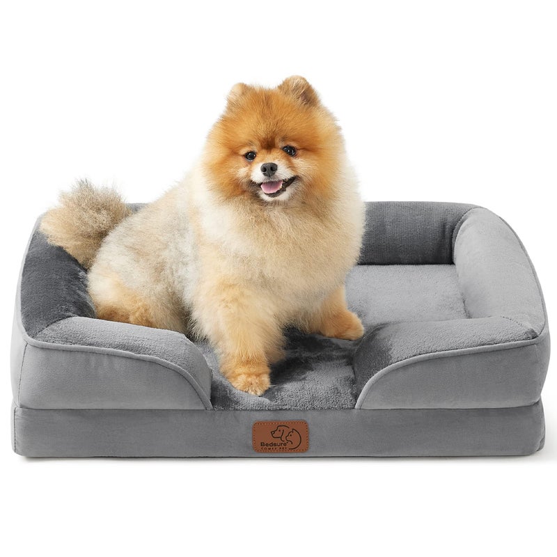 Bedsure Orthopedic Dog Beds for Small Dogs - Washable Small Dog Cat Bed Waterproof, Comfort Pet Couch Sofa with Washable Removable Cover, Pets Bed with Nonskid Bottom, Grey, 24" - Image 1
