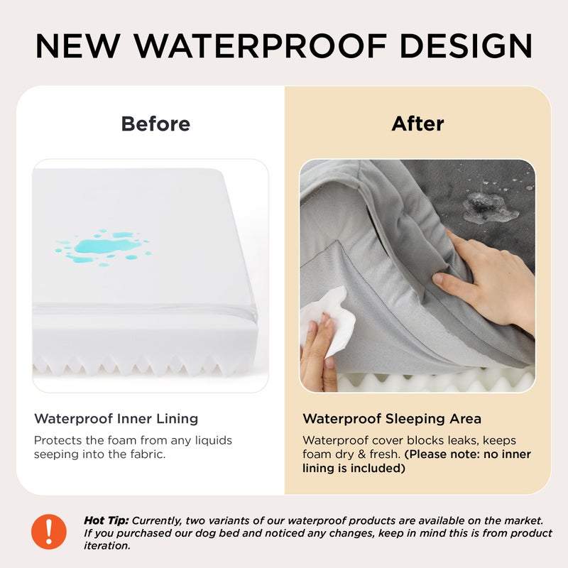 Bedsure Orthopedic Dog Beds for Small Dogs - Washable Small Dog Cat Bed Waterproof, Comfort Pet Couch Sofa with Washable Removable Cover, Pets Bed with Nonskid Bottom, Grey, 24" - Image 4
