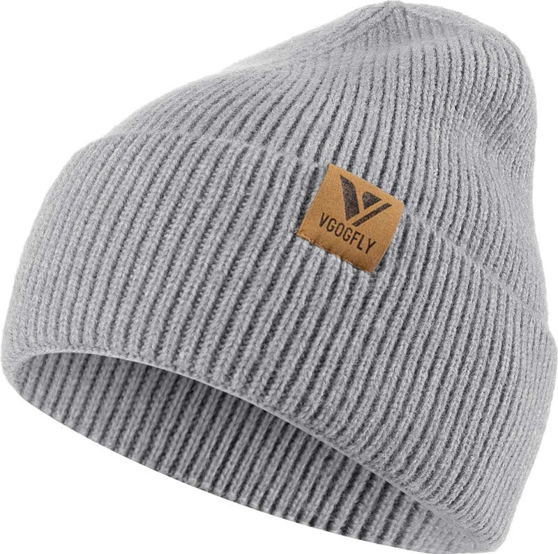 Vgogfly Beanie Men Slouchy Knit Skull Cap Warm Stocking Hats Guys Women Striped Winter Beanie Hat Cuffed Plain Hat - Image 1