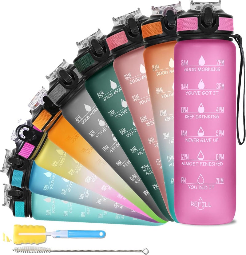 SOLARA Unbreakable Water Bottle 1 Litre with Motivational Time Marker, Leakproof Durable BPA Free Non-Toxic Water bottle for office,Water bottle for gym | Detoxing eBook included | Passion Pink - Image 1
