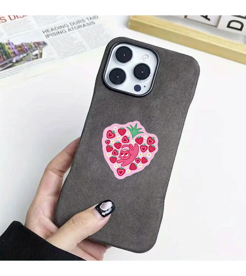 Strawberry Cat Stickers 1pc Durable Scratch Resistant Laptop Motorcycle Toolbox Guitar Decor - Image 2
