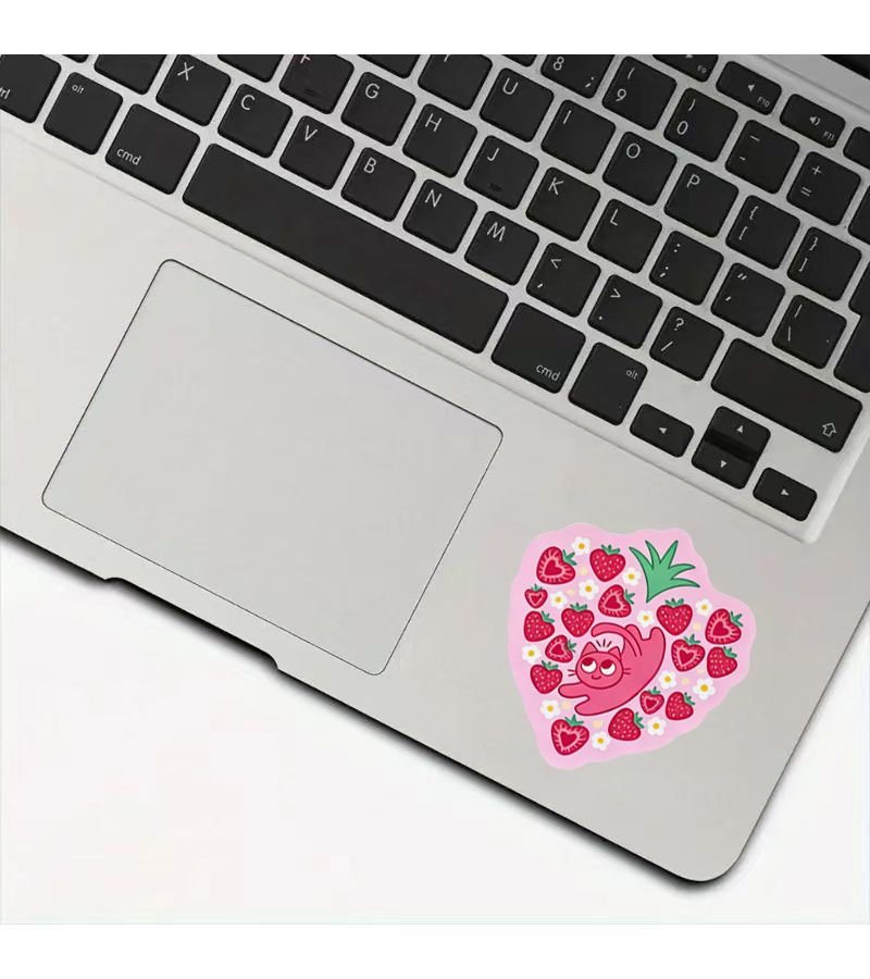 Strawberry Cat Stickers 1pc Durable Scratch Resistant Laptop Motorcycle Toolbox Guitar Decor - Image 3
