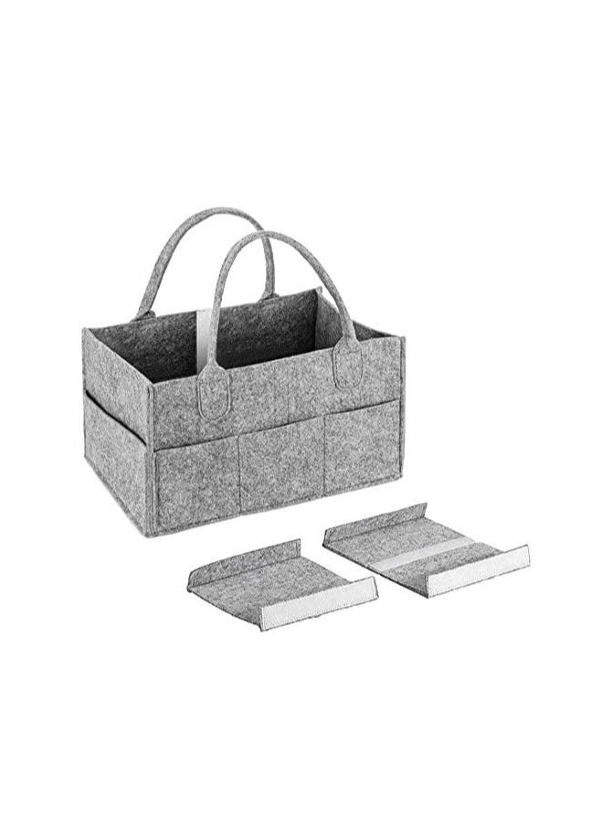 BLOOMING TIME Baby Diaper Changing Organizer Basket Nursery Diapers Table Caddy Bag - Grey  - Image 2