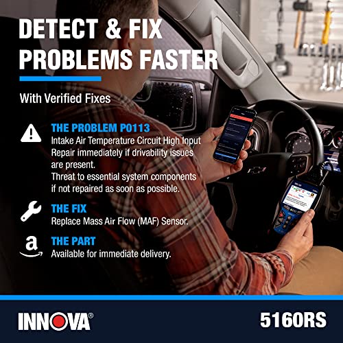 INNOVA 5160RS, OBD2 Bidirectional Scan Tool, OE-Level All System Diagnostics, Reset Oil Light/Battery/EPB/SAS/DPF, Mechanic Recommended Fixes & Parts, TSBs, 1yr Warranty, Free Updates - Image 5