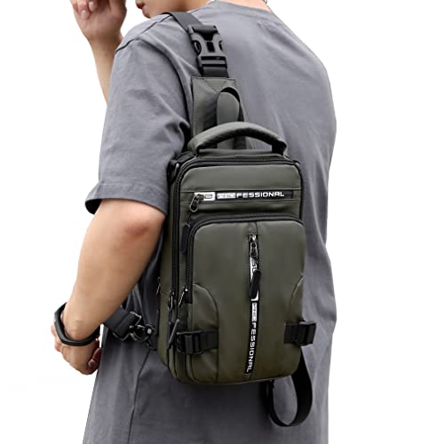 Hebetag Nylon Casual Sling Bag Backpack Handbag for Men Travel Outdoors Sports Hiking Crossbody Chest Pack Shoulder Pouch Multipurpose Daypack, with USB charging port (Black) - Image 4
