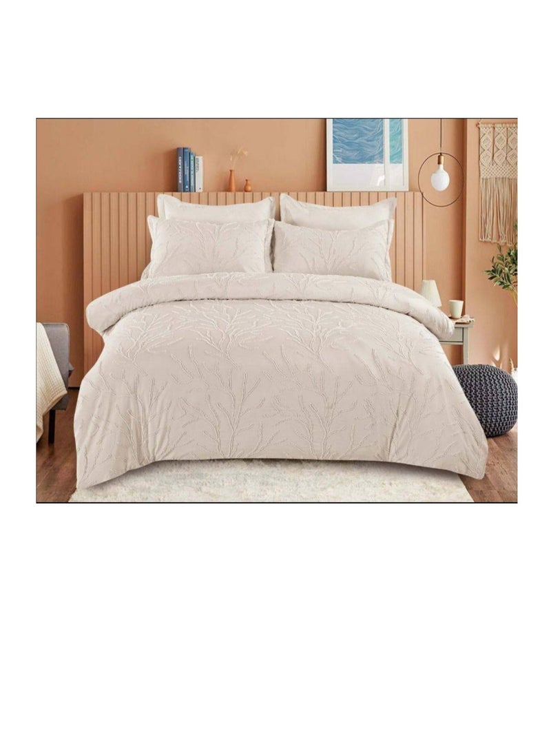 BAIG Microfiber Embroidered Soft Quality Comforter Bedding set-King Size 6Pcs 1-PC fitted bedsheet 200 * 200cm,1-PCS Comforter 220 * 240 fixed, 4PCS Super Soft Pillowcases 
