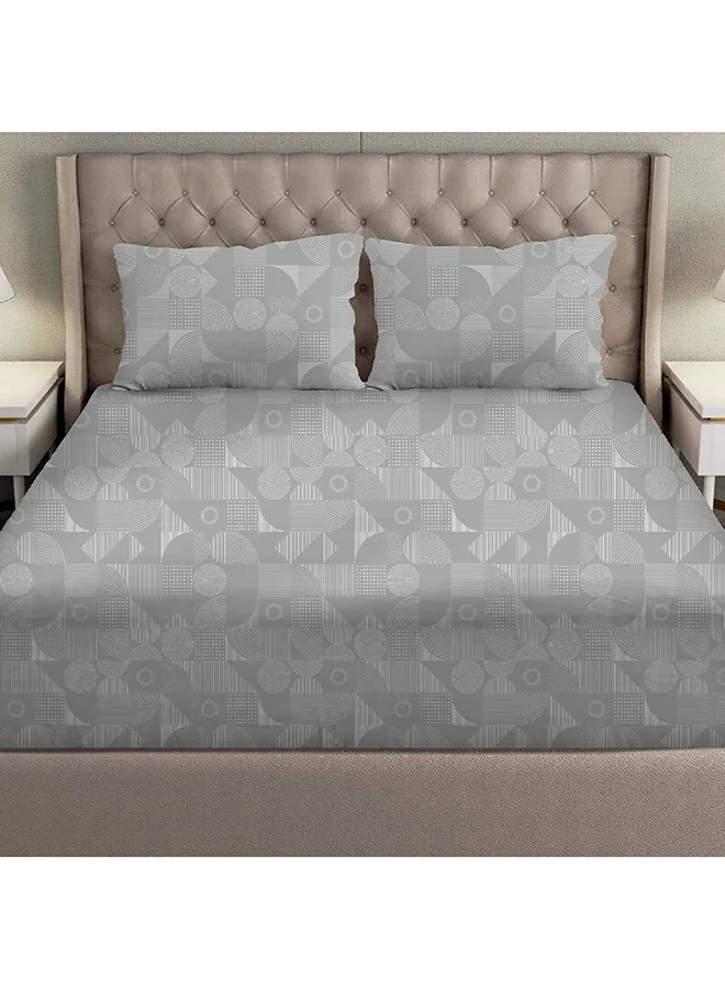 DANUBE HOME Danube Home Albany Super King Bed Fitted Sheet Set 200x200+30 cm/50x75+15 cm Grooves Grey | 80 Cotton; 20 Lyocell Bedding Set For Bedroom