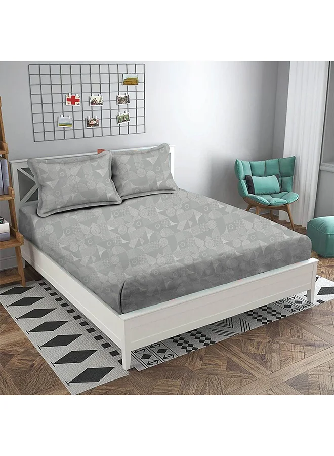 DANUBE HOME Danube Home Albany Super King Bed Fitted Sheet Set 200x200+30 cm/50x75+15 cm Grooves Grey | 80 Cotton; 20 Lyocell Bedding Set For Bedroom