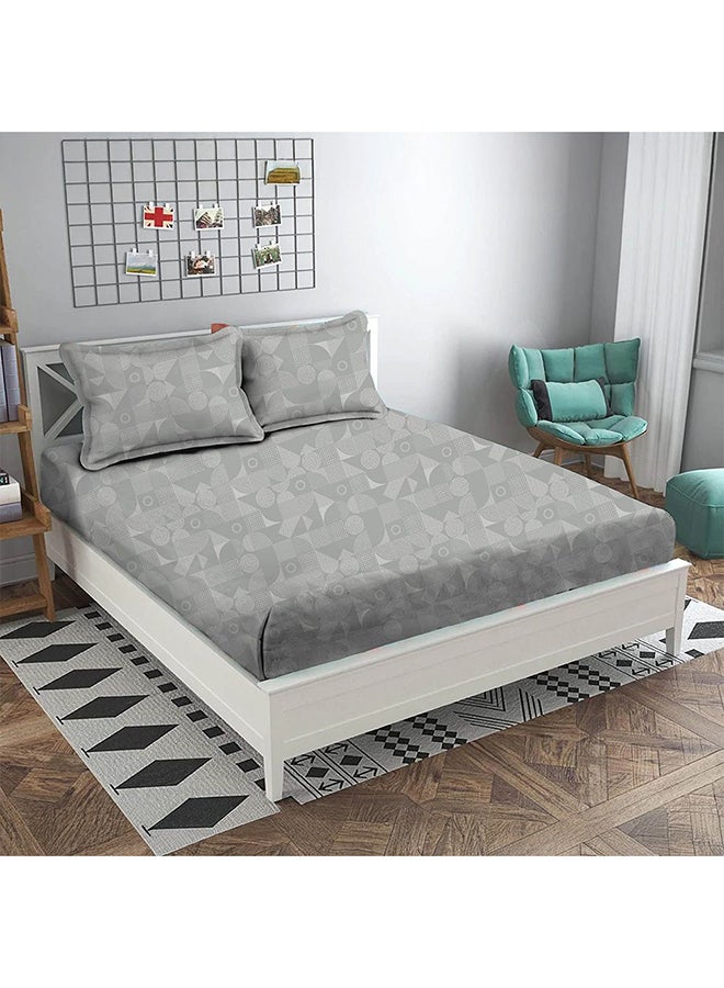 Danube Home Albany Super King Bed Fitted Sheet Set 200x200+30 cm/50x75+15 cm Grooves Grey | 80 Cotton; 20 Lyocell Bedding Set For Bedroom - Image 1