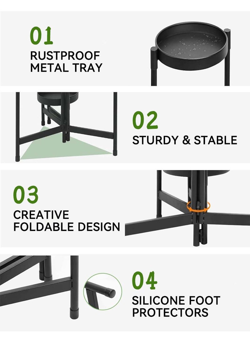 LEOKOR 5 Tier Metal Plant Stand for Indoor Outdoor, Foldable Corner Tall Plant Shelf for Multiple Plants, Flower Pot Holder Display Stand for Living Room Balcony Garden Patio (Black) - Image 4
