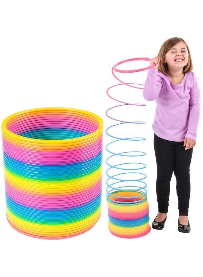 The Dreidel Company The Dreidel Company Jumbo Rainbow Plastic Coil Spring, Party Favor for Kids, Individually Wrapped, 7" (175mm) Spring (Single) - Image 1