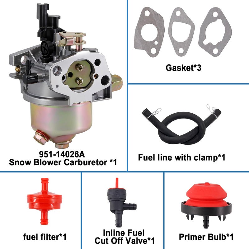 HOOAI 951-14026A 951-12705 Carburetor Compatible with MTD 951-05251 951-15236 Craftsman 208cc 247.889571 Troy Bilt Storm 2620 2410 2100 31AS62N2711 Cub Cadet 524 SWE HUAYI 170SC 170SA Snow Blower - Image 4