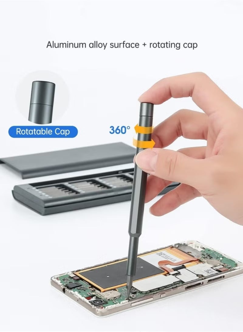 LIMOS 24 in 1 Mini Screwdriver Magnetic Driver Bits Set S2 Alloy Steel Pocket Manual Screwdriver Tool Set Repair Tool Kit Grey - Image 2