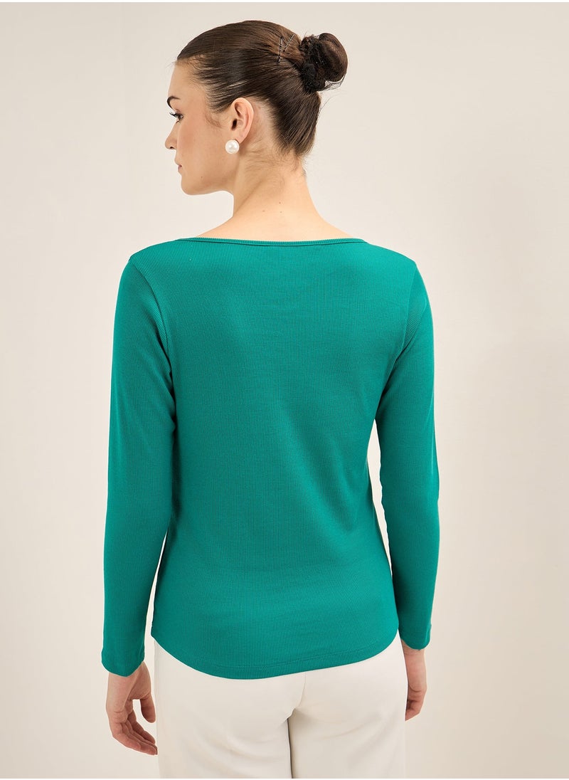 Salt Attire Elegant Scoop Neckline Top with Chic Keyhole Detail and Full Length Sleeves in Regular Fit  A Timeless Piece for Effortless Style and Versatile Occasions  - Image 5