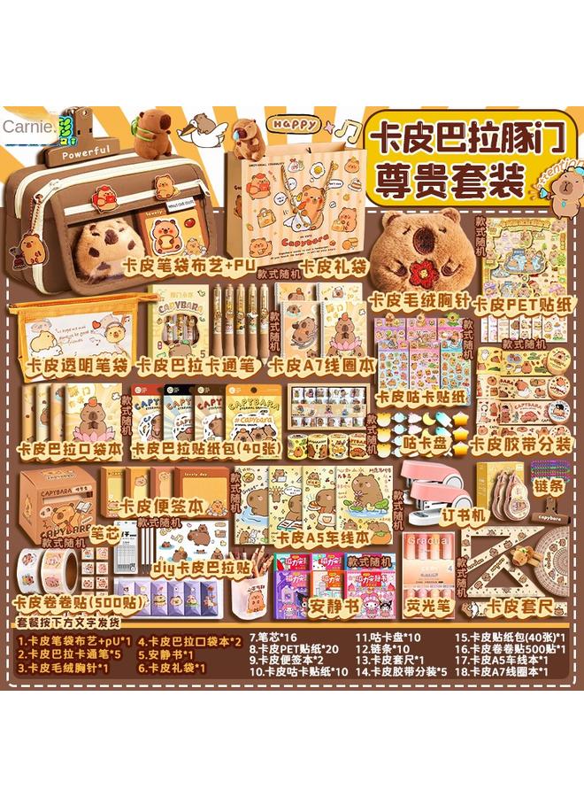 Bluejw Kapi Bara Handbook Sticker Stationery DIY Suit School Season Children's School Supplies Girls Stereo Sticker - Image 1