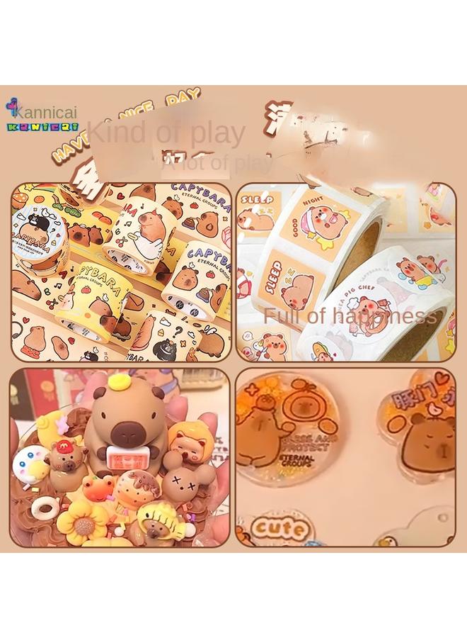 Bluejw Kapi Bara Handbook Sticker Stationery DIY Suit School Season Children's School Supplies Girls Stereo Sticker - Image 4