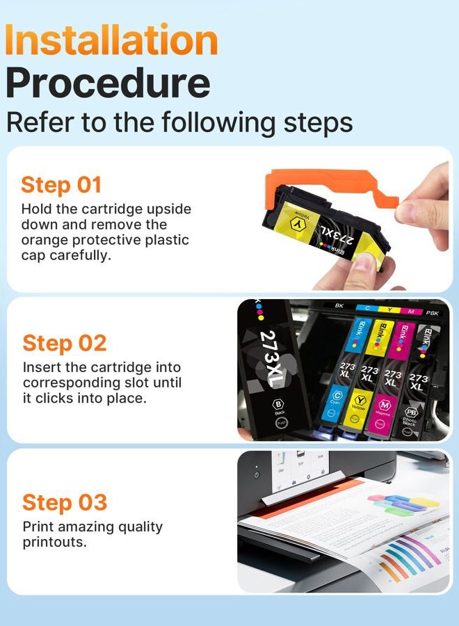 E-Z Ink (Remanufactured 273 Ink Cartridge Replacement for Epson 273xl T273XL to use with XP-520 XP-600 XP-610 XP-620 XP-800 XP-810 XP-820 (5 Pack-Black, Cyan, Magenta, Yellow, Photo Black) - Image 4