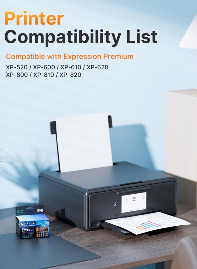 E-Z Ink (Remanufactured 273 Ink Cartridge Replacement for Epson 273xl T273XL to use with XP-520 XP-600 XP-610 XP-620 XP-800 XP-810 XP-820 (5 Pack-Black, Cyan, Magenta, Yellow, Photo Black) - Image 2