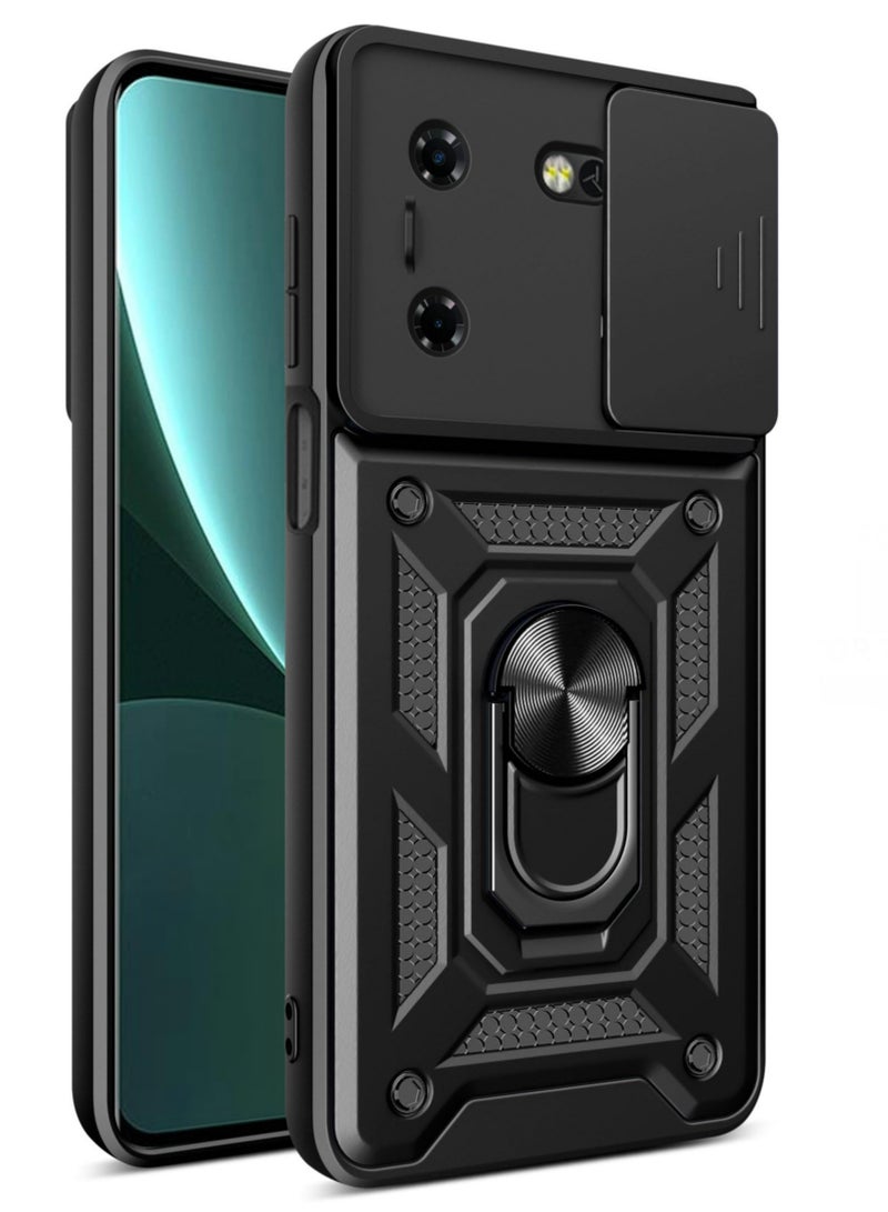 غطاء الحالة لـ TECNO Pova 5 4G Case ، غطاء عدسة الكاميرا الشريحة + حلقة الركيزة الدوارة 360 درجة + دعم سيارة مغناطيسية جبل حالة الهاتف المحمول مقاومة للصدمات - Image 1