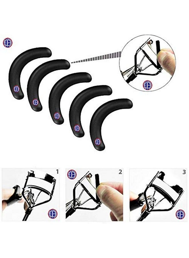 Ear Lobe & Accessories S] Eyelash Curler Replacement Pads | Black Rubber | 5 Pcs | Works With Branded & Nonbranded Eyelash Curlers - Image 2
