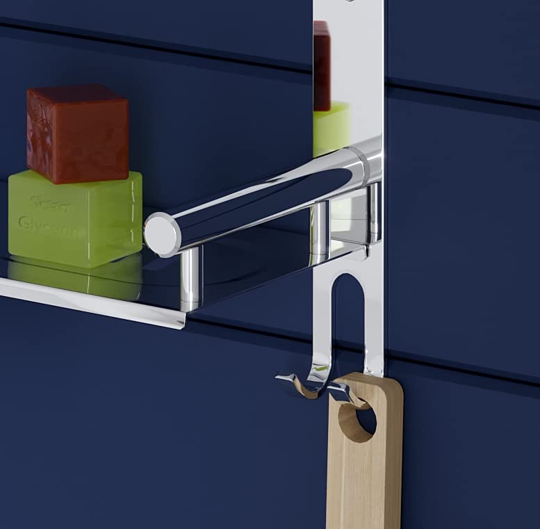 Welson 4 in 1 Double Layer Shelf Rack for Bathroom Multipurpose Stainless Steel Bathroom Shelf Rack with one Towel Hangerand 2 Tumbler Holder,Tooth Brush Holder Bathroom Accessories (15 x 5 Inches) - Image 3