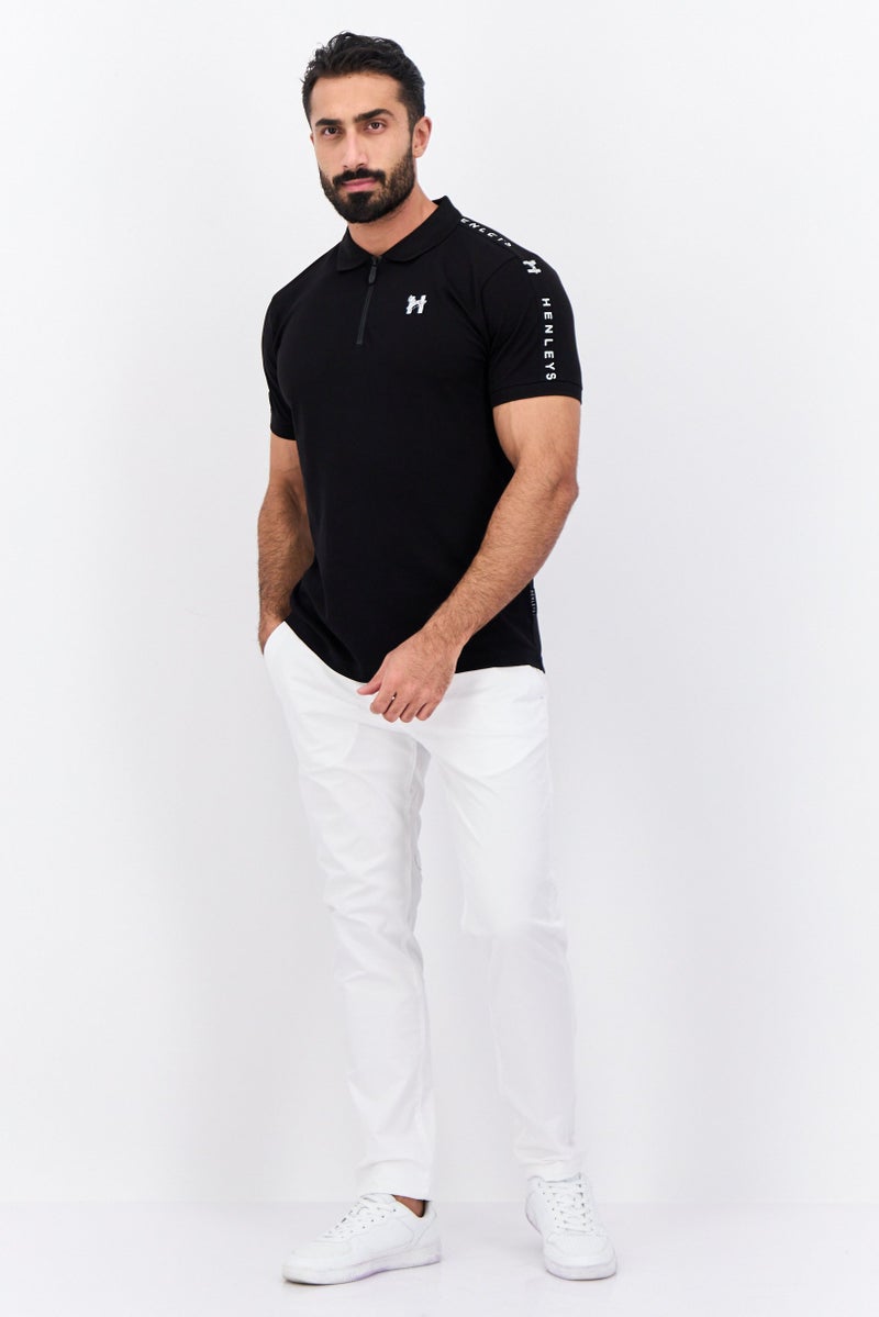 Henleys Men Regular Fit Brand Logo Short Sleeves Polo, Black - Image 4